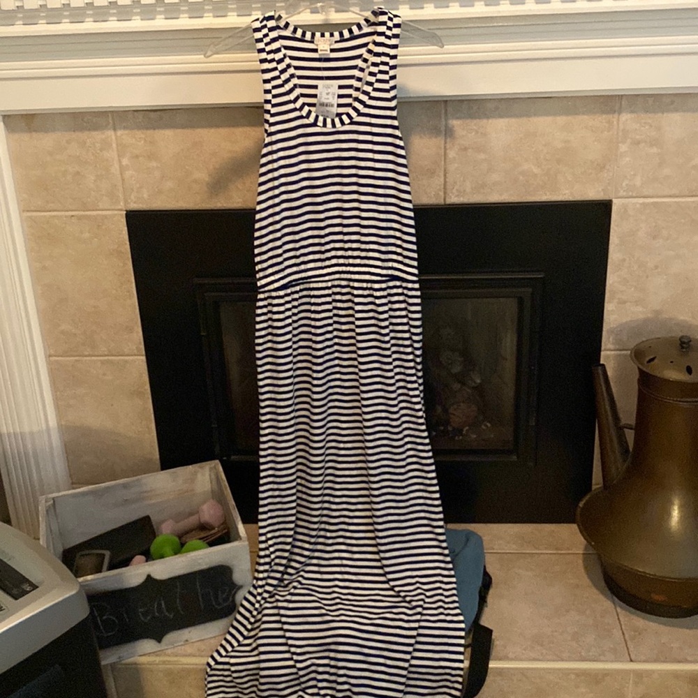 Brand new with tags J Crew navy and white stripe  maxi dress